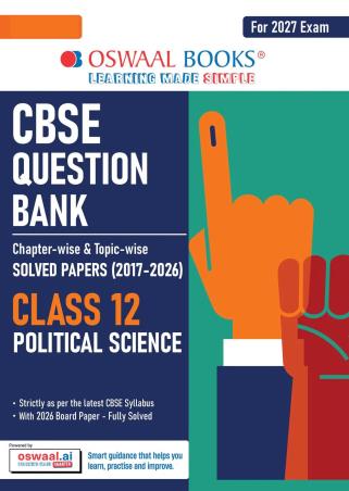 Book cover number 1 for Oswaal CBSE Question Bank Solved Papers (2017-2026) Class 12 Political Science (For 2027 Exam) written by NA published by Oswaal Books