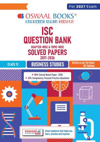 Book cover number 1 for Oswaal ISC Question Bank 2017 - 2026 Class 12 Business Studies (2027 Exam) written by NA published by Oswaal Books
