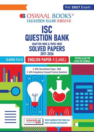 Book cover number 1 for Oswaal ISC Question Bank Solved Papers 2017-2026 Class 11 & 12 English Paper-1 (Lang.) 2027 Exam written by NA published by Oswaal Books
