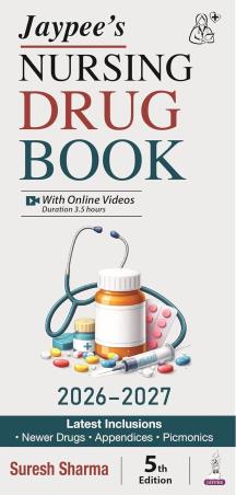 Book cover number 1 for Jaypee’s Nursing Drug Book (2026–2027) written by Suresh Sharma published by Jaypee Brothers Medical Publishers (P) Ltd.