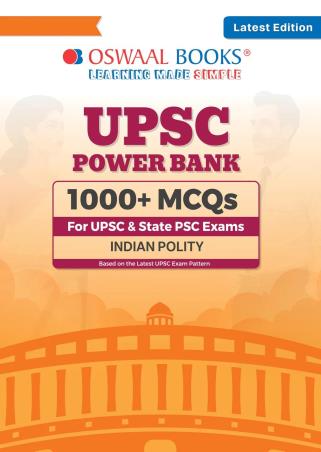 Book cover number 1 for Oswaal UPSC Power Bank 1000+ MCQs (Indian Polity) For UPSC & State PSCs Exams written by NA published by Oswal Publishers