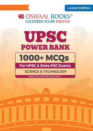 Book cover number 1 for Oswaal UPSC Power Bank 1000+ MCQs (Science & Technology) For UPSC & State PSCs Exams written by NA published by Oswal Publishers