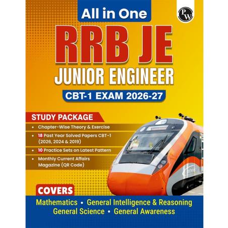 Book cover number 1 for All in One RRB JE (Junior Engineer) CBT - 1 Exam 2026-27 written by NA published by Physicswallah Private Limited