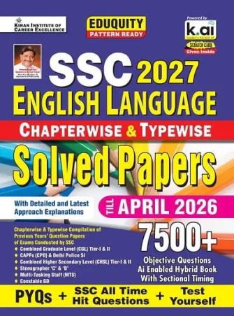 Book cover number 1 for SSC 2027 English Language Chapterwise & Typewise Solved Papers 7500+ (Till April 2026) written by NA published by Kiran Institute Of Career Excellence Pvt. Ltd.