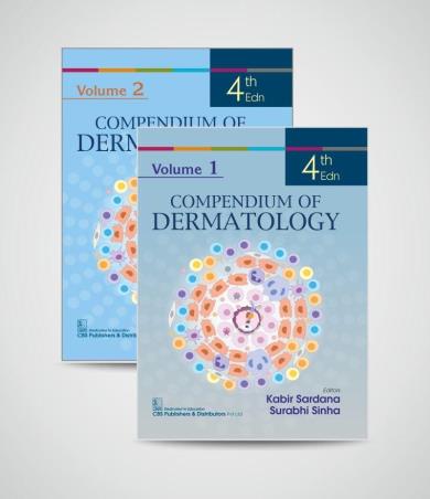 Book cover number 1 for Compendium Of Dermatology (Volumes 1 And 2) written by Kabir Sardana, Surabhi Sinha published by CBS Publishers & Distributors Pvt. Ltd.