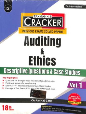 Book cover number 1 for Taxmann's Cracker Auditing & Ethics Vol.1 (Descriptive Questions & Case Studies) Group-2 Paper-5 written by Pankaj Garg published by Taxmann Publications Pvt. Ltd.