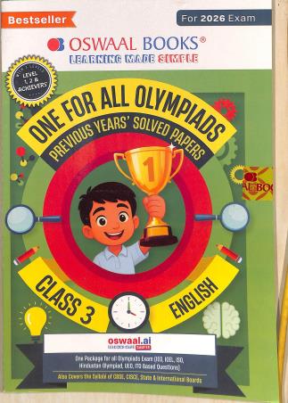 Book cover number 1 for Oswaal One For All Olympiads Class 3 English (For 2026 Exam) written by NA published by Oswaal Books