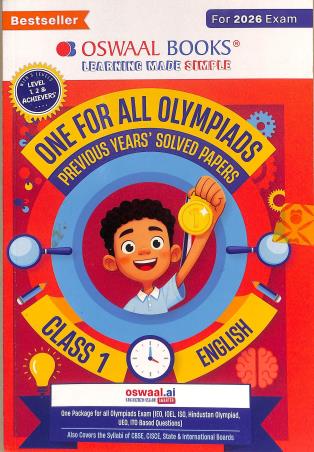 Book cover number 1 for Oswaal One For All Olympiads Class 1 English (For 2026 Exam) written by NA published by Oswaal Books