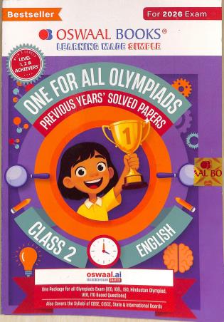 Book cover number 1 for Oswaal One For All Olympiads Class 2 English (For 2026 Exam) written by NA published by Oswaal Books