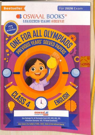 Book cover number 1 for Oswaal One For All Olympiads Class 4 English (For 2026 Exam) written by NA published by Oswaal Books