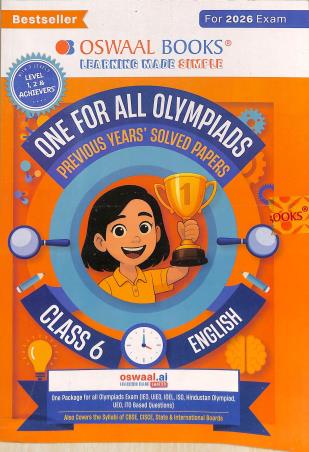 Book cover number 1 for Oswaal One For All Olympiads Class 6 English (For 2026 Exam) written by NA published by Oswaal Books