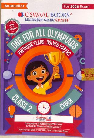 Book cover number 1 for Oswaal One For All Olympiads Class 2 Cyber (For 2026 Exam) written by NA published by Oswaal Books
