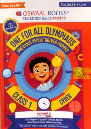 Book cover number 1 for Oswaal One For All Olympiads Class 1 Cyber (For 2026 Exam) written by NA published by Oswaal Books