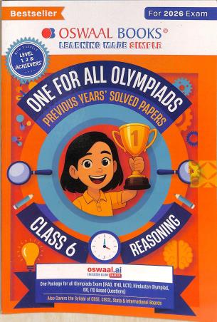 Book cover number 1 for Oswaal One For All Olympiads Class 6 Reasoning (For 2026 Exam) written by NA published by Oswaal Books