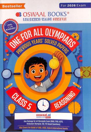 Book cover number 1 for Oswaal One For All Olympiads Class 5 Reasoning (For 2026 Exam) written by NA published by Oswaal Books