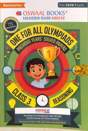 Book cover number 1 for Oswaal One For All Olympiads Class 3 Reasoning (For 2026 Exam) written by NA published by Oswaal Books