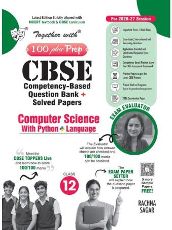 Book cover number 1 for Together With 100 Plus Prep CBSE Computer Science With Python Language Class 12 (2027 Examination) written by NA published by Rachna Sagar Pvt. Ltd.