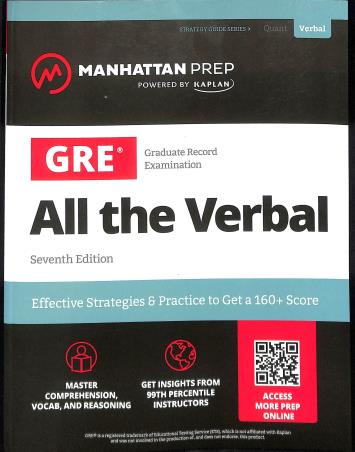 Book cover number 1 for GRE All The Verbal (7th Edition) written by NA published by Kaplan Publishing