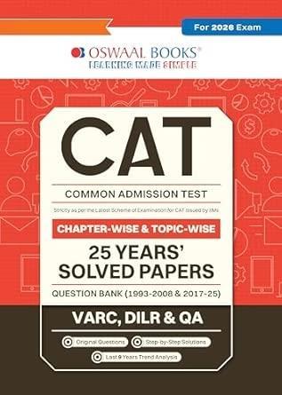 Book cover number 1 for Oswaal CAT 25 Years’ Solved Papers Question Bank (1993-2008 & 2017-25) VARC, DILR &  QA (2026 Exam) written by NA published by Oswaal Books