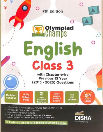 Book cover number 1 for Olympiad Champs English Class 3 written by NA published by Disha Publication