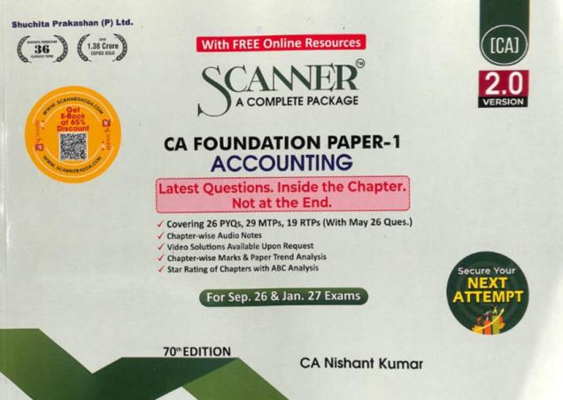 Book cover number 1 for Scanner CA Foundation Paper 1 Accounting (2.0 Version) written by Nishant Kumar published by Suchitra Prakashan (P) Ltd