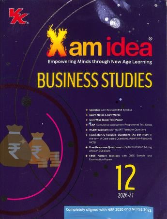 Book cover number 1 for Xam Idea Business Studies CBSE Class 12 (2026-27) written by NA published by VK Global Publications Pvt. Ltd.