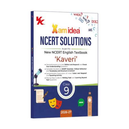 Book cover number 1 for Xam Idea NCERT Solutions English Textbook 'Kaveri' Class 9 (2026-27) written by NA published by VK Global Publications Pvt. Ltd.
