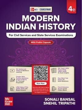 Book cover number 1 for Courseware On Modern Indian History : For Civil Services & State Services Examinations written by Snehil Tripathi, Sonali Bansal published by McGraw Hill Education Private Limited
