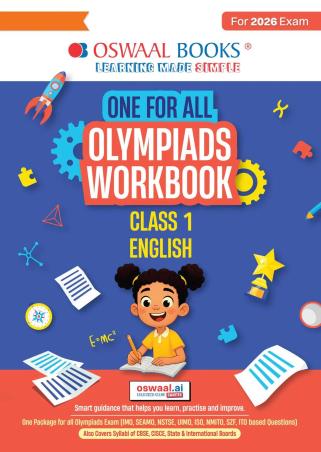 Book cover number 1 for Oswaal One For All Olympiads Workbook Class 1 English (For 2026 Exam) written by NA published by Oswaal Books