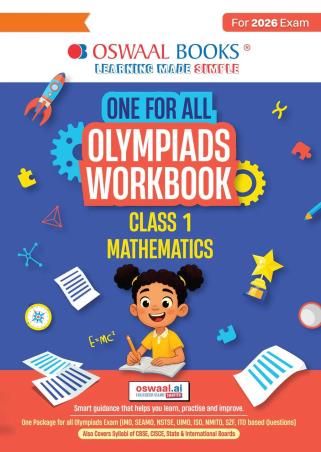 Book cover number 1 for Oswaal One For All Olympiads Workbook Class 1 Mathematics (For 2026 Exam) written by NA published by Oswaal Books