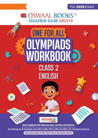 Book cover number 1 for Oswaal One For All Olympiads Workbook Class 2 English (For 2026 Exam) written by NA published by Oswaal Books