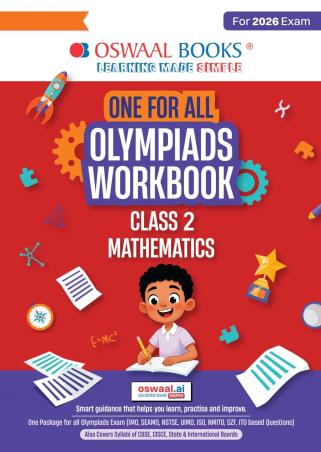 Book cover number 1 for Oswaal One For All Olympiads Workbook Class 2 Mathematics (For 2026 Exam) written by NA published by Oswaal Books
