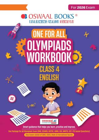 Book cover number 1 for Oswaal One For All Olympiads Workbook Class 4 English (For 2026 Exam) written by NA published by Oswaal Books
