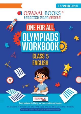 Book cover number 1 for Oswaal One For All Olympiads Workbook Class 5 English (For 2026 Exam) written by NA published by Oswaal Books