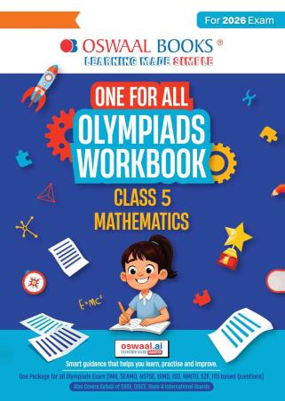 Book cover number 1 for Oswaal One For All Olympiads Workbook Class 5 Mathematics (For 2026 Exam) written by NA published by Oswaal Books