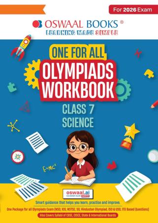 Book cover number 1 for Oswaal One For All Olympiads Workbook Class 7 Science (For 2026 Exam) written by NA published by Oswaal Books