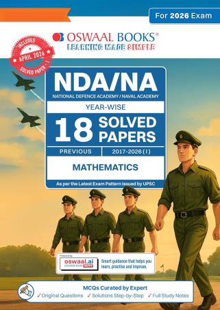 Book cover number 1 for Oswaal NDA/NA 18 Previous Years’ Solved Papers Mathematics (For 2026 Exam) written by NA published by Oswaal Books
