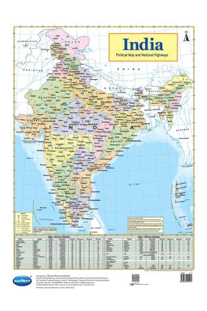 Book cover number 1 for Happy Wall Chart - India Political Map And National Highways written by NA published by Navneet Education Limited