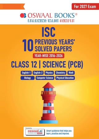 Book cover number 1 for Oswaal ISC 10 Previous Years' Solved Papers Class-12 Science (PCB) (2027 Exam) written by NA published by Oswaal Books