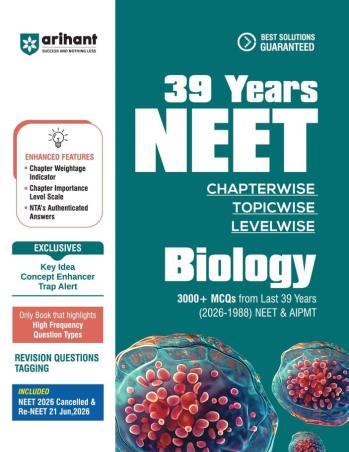 Book cover number 1 for 39 Years NEET Chapterwise Topicwise Levelwise Biology 1800+ MCQs (2026-1988) written by NA published by Arihant Publications (India) Limited