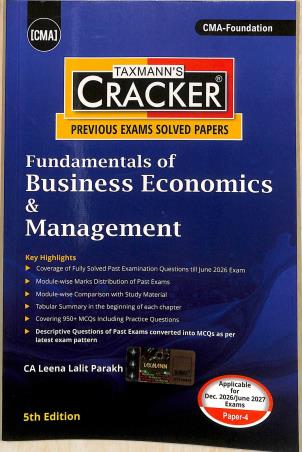 Book cover number 1 for Taxmann's Cracker Fundamentals Of Business Economics & Management written by Leena Lalit Parakh published by Taxmann Publications Pvt. Ltd.