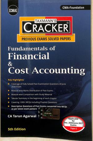 Book cover number 1 for Taxmann's Cracker Fundamentals Of Financial & Cost Accounting written by Tarun Agarwal published by Taxmann Publications Pvt. Ltd.