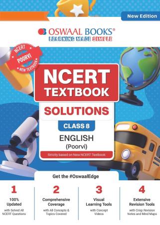 Book cover number 1 for Oswaal NCERT Textbook Solutions Class 8 English (Poorvi) New Edition written by NA published by Oswaal Books