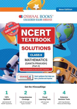 Book cover number 1 for Oswaal NCERT Textbook Solutions Class 8 Mathematics Part-2 (Ganita Prakash) New Edition written by NA published by Oswaal Books