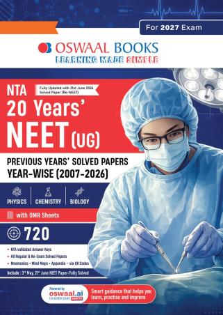 Book cover number 1 for Oswaal NTA 20 Years' NEET (UG) Previous Years Solved Papers Physics Chemistry & Biology (2027 Exam) written by NA published by Oswaal Books