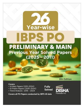 Book cover number 1 for 26 Year-wise IBPS PO Preliminary & Main Previous Year Solved Papers (2025-2011) written by NA published by Disha Publication
