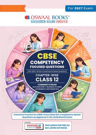 Book cover number 1 for Oswaal CBSE Competency Focused Questions Chapterwise Class 12 Commerce Stream (2027 Exam) written by NA published by Oswaal Books