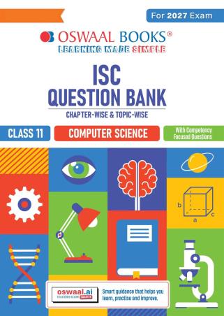 Book cover number 1 for Oswaal ISC Question Bank Computer Science Class 11 (For 2027 Exam) written by NA published by Oswaal Books