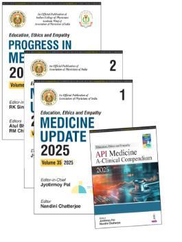 Book cover number 1 for Medicine Update (2 Volumes) with Progress In Medicine 2025 and Clinical Compendium 2025 written by Jyotirmoy Pal, R. M. Chhabra published by Jaypee Brothers Medical Publishers (P) Ltd.