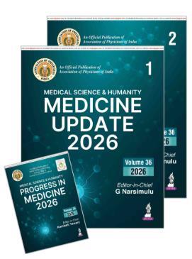 Book cover number 1 for Medicine Update 2026 (2 Vols.) With Progress in Medicine 2026 written by G. Narsimulu published by Jaypee Brothers Medical Publishers (P) Ltd.